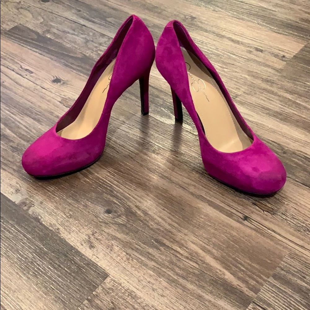 Jessica Simpson Raspberry Velvet Heels - Size 10
